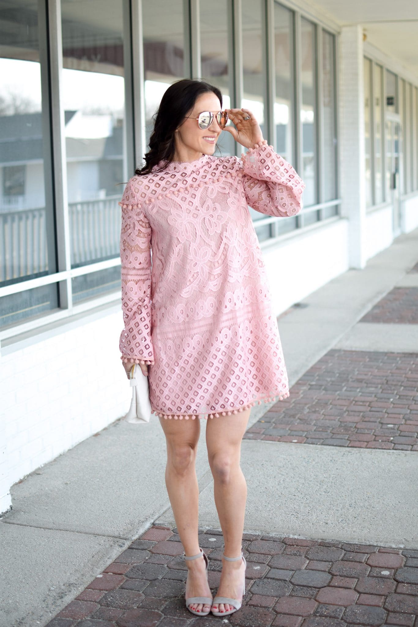 Pink Lace Dress SheIn Fashion Fit Mommy in Heels