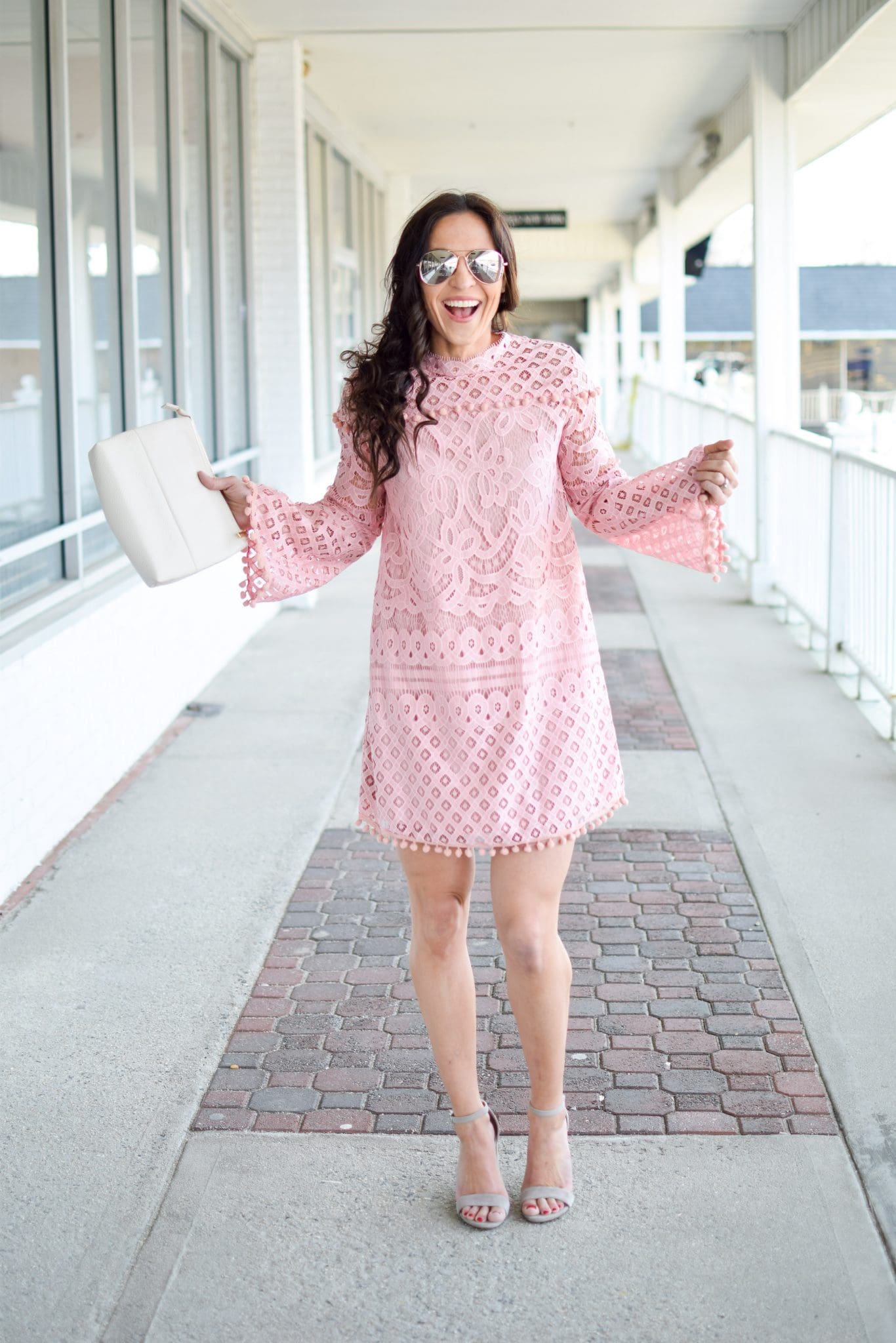 Pink Lace Dress SheIn Fashion Fit Mommy in Heels