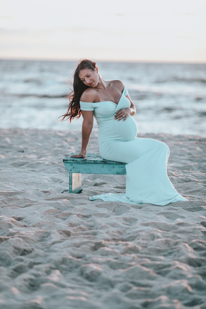 Maternity Photoshoot On The Beach At Sunrise Fit Mommy In Heels