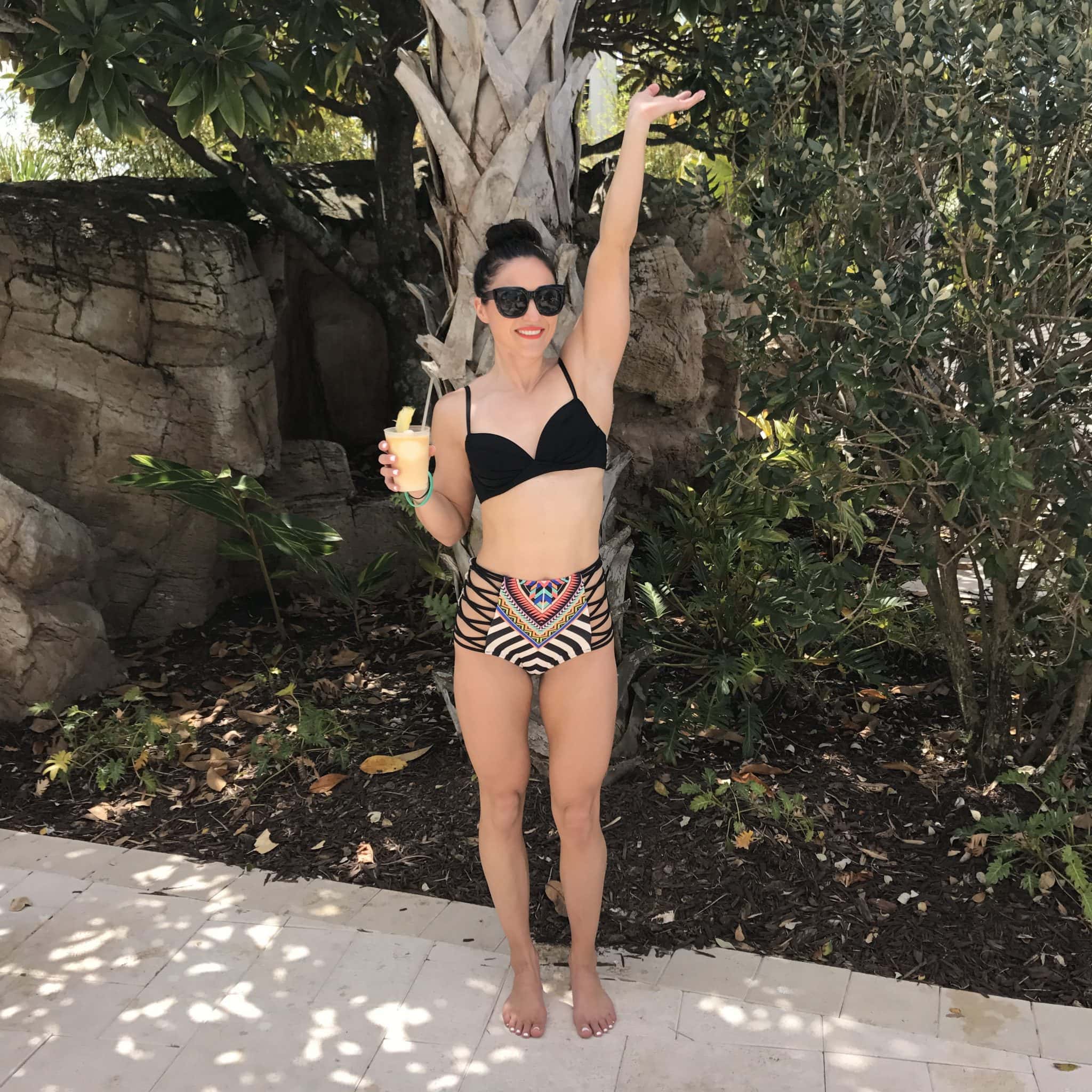 high waist bikini - Our Stay at Orlando World Center Marriott by popular New Jersey travel blogger Fit Mommy in Heels