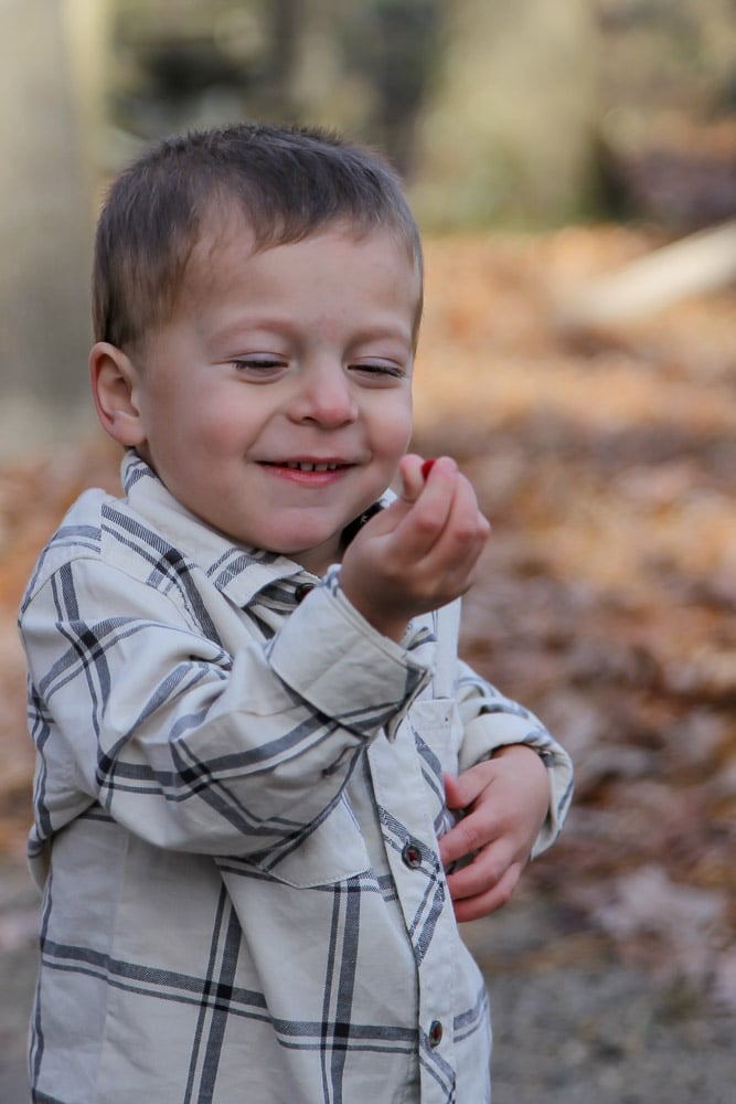 little boy with m&m