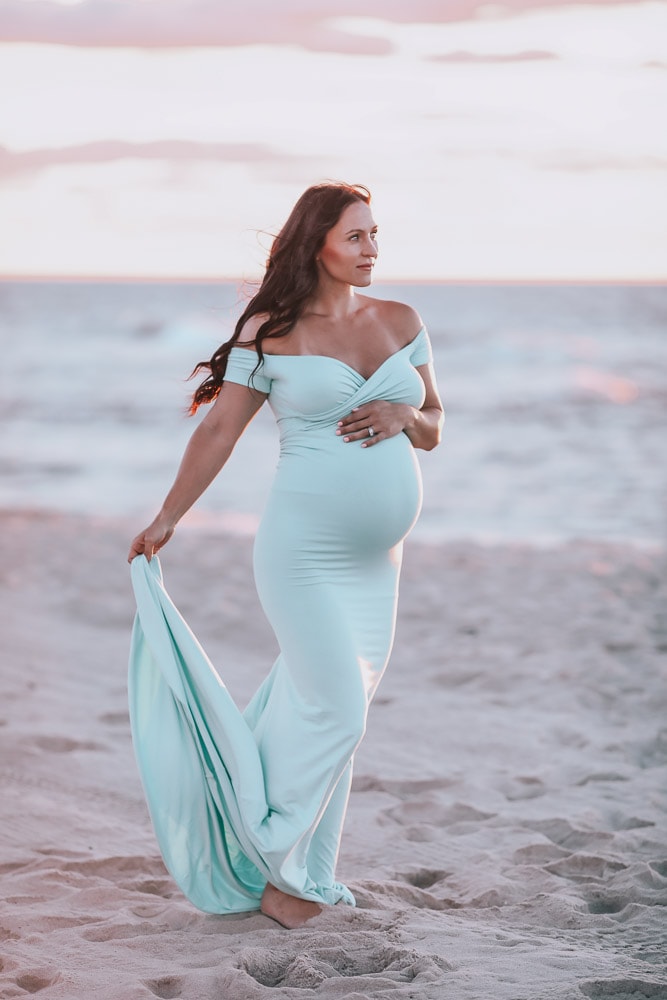 Maternity Photoshoot On The Beach At Sunrise
