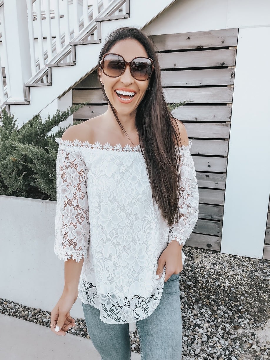 lace off shoulder blouse