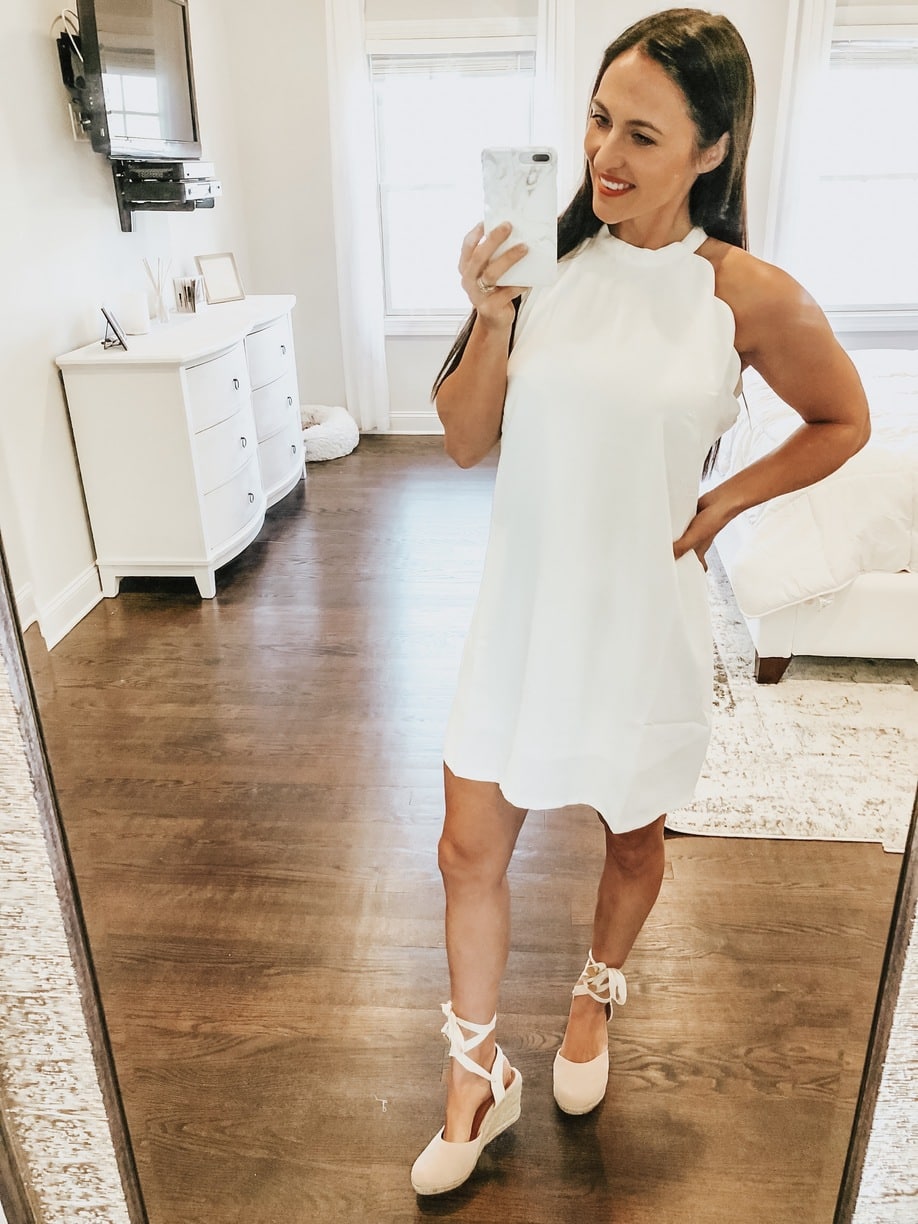 white scallop dress