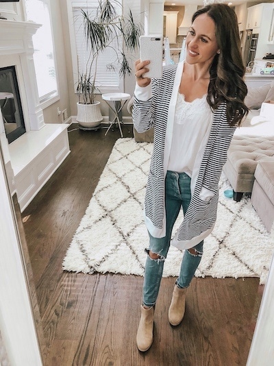 striped cardigan