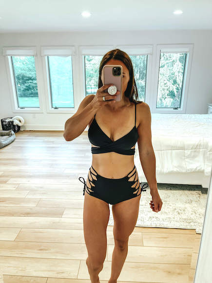 black strappy bikini - shein swimsuit review