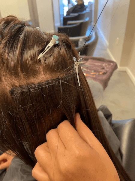 hand-tied extensions installation